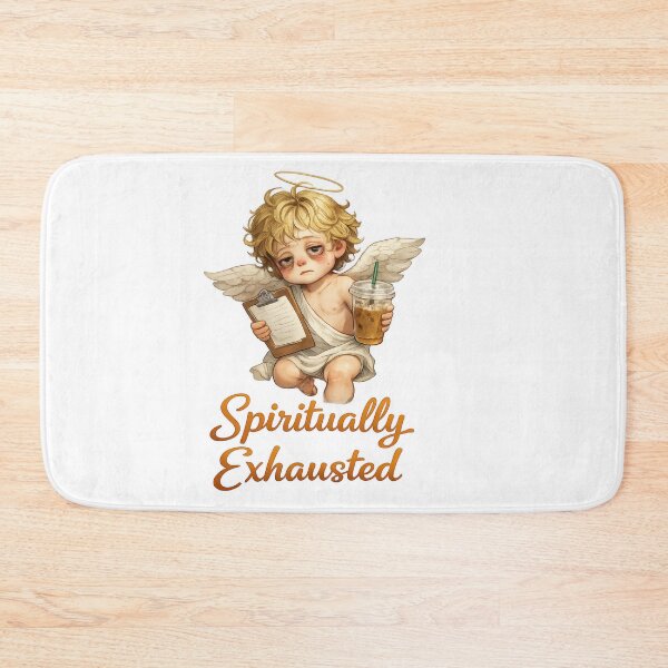 Item preview, Spiritually Exhausted Angel with Coffee designed and sold by jgvisualarts.