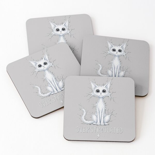 Item preview, Overstimulated Cat Anxiety Design – Cute Electric Kitty with Lightning Fur designed and sold by MixArtStudio77.