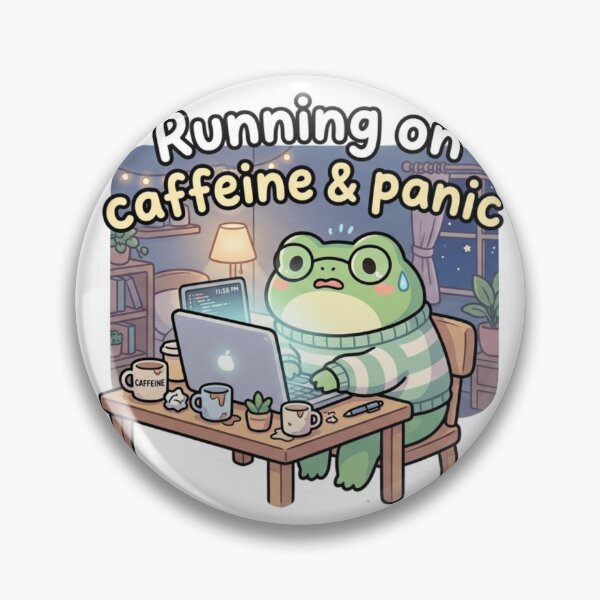 Item preview, Running on Caffeine & Panic - Cute Anxious Frog Kawaii Sticker designed and sold by ItsArtisticLab.