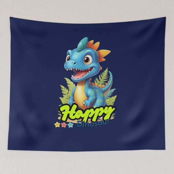 Item preview, happy blue dinosaur designed and sold by KIDS-PRINTS.