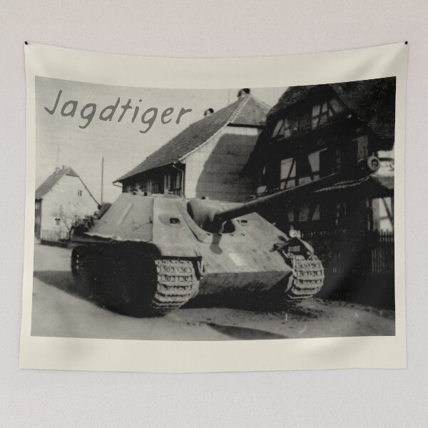 Item preview, Jagdtiger German WW2 Tank Destroyer Village Street Photograph designed and sold by MilitaryMart.