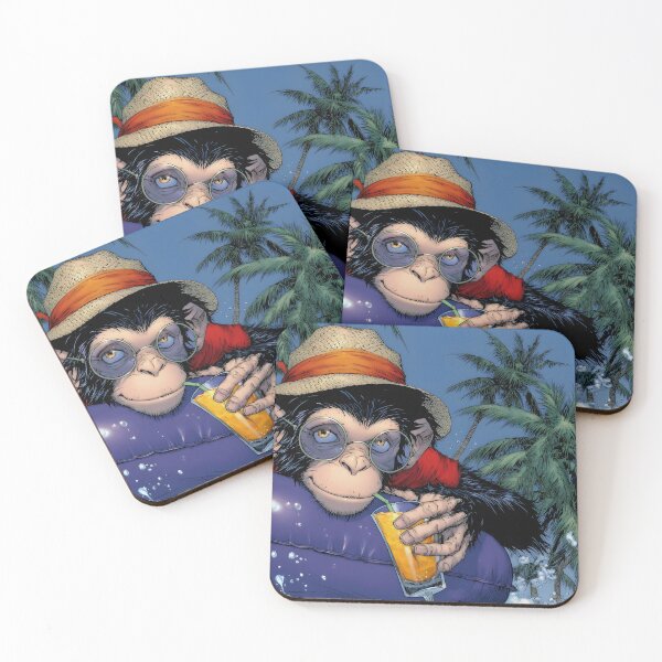 Item preview, Charming Monkey Relaxing by the Beach with Drink designed and sold by Artessie.