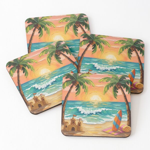 Item preview, Sunset Beach Colorful Palette Knife Art Playful Ocean Design designed and sold by GymTanLaundry.