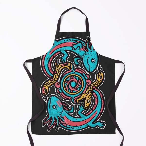 Item preview, Aztec axolotl Xolotl fighting Tezcatlipoca jaguar and snake gods pink and blue vintage style - HD ONLINE STORE designed and sold by bard-art.