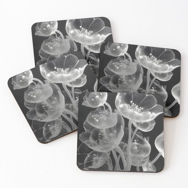 Item preview, Black and White Floral X Ray Flowers Minimal Botanical Design designed and sold by daila70.