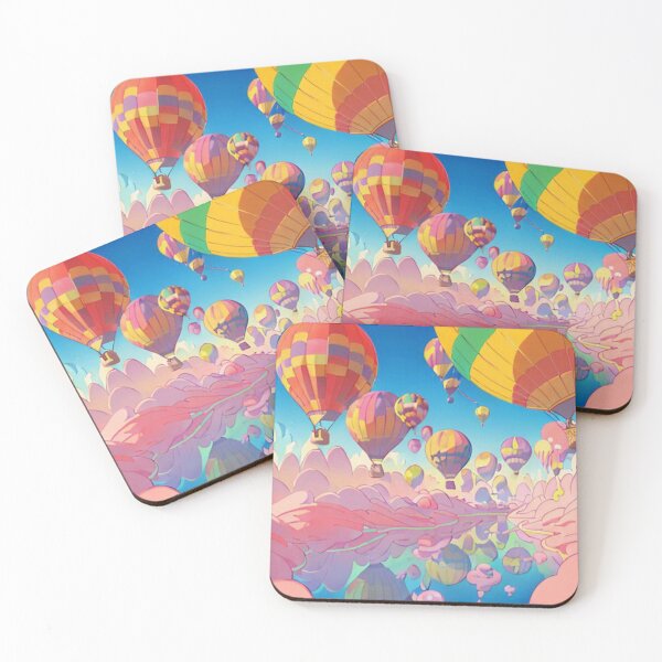 Item preview, Dreamy Hot Air Balloons Over Clouds – Colorful Fantasy Sky Art designed and sold by Dreaming Scheming Grinding Studio.