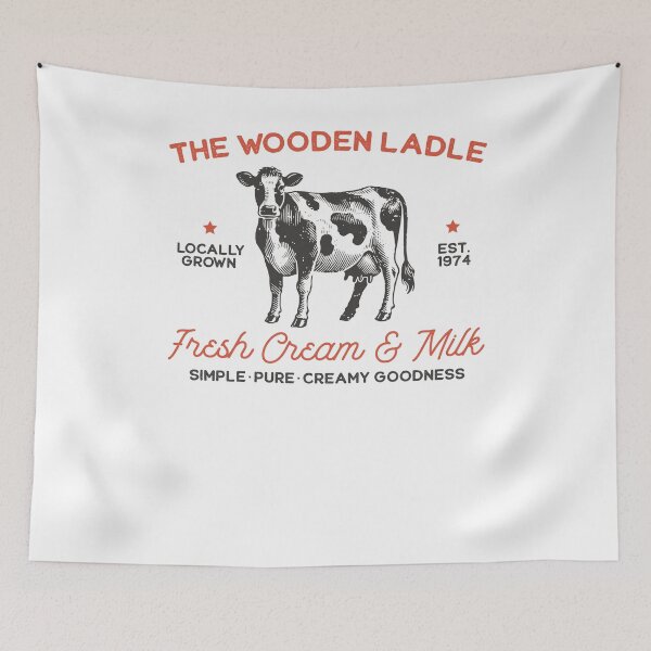 Item preview, The Wooden Ladle Dairy Farm Fresh Cream And Milk Cow designed and sold by krystalRomanart.
