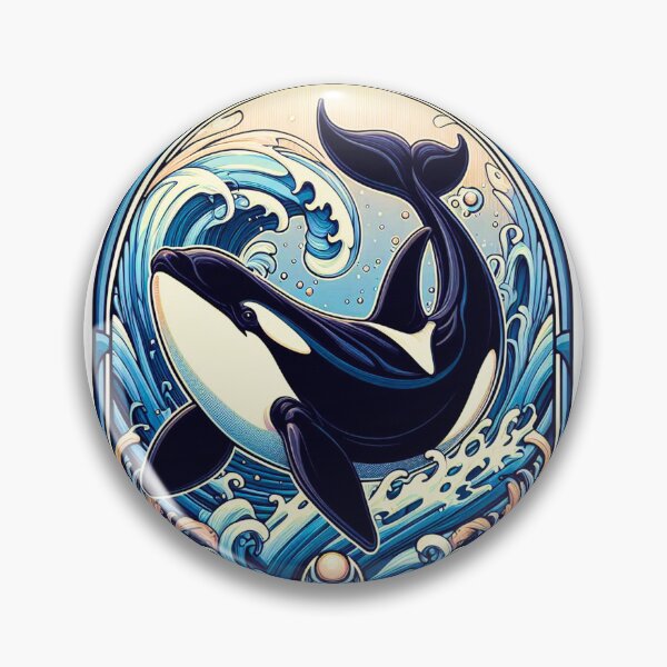 Artikelvorschau, Orca Arched Splash – Blue Wave Marine Design entworfen und verkauft von DsTeesApparel.