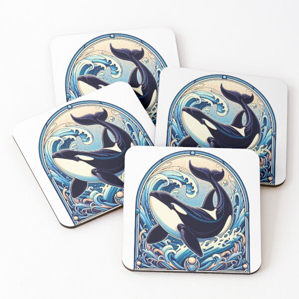 Artikelvorschau, Orca Arched Splash – Blue Wave Marine Design entworfen und verkauft von DsTeesApparel.