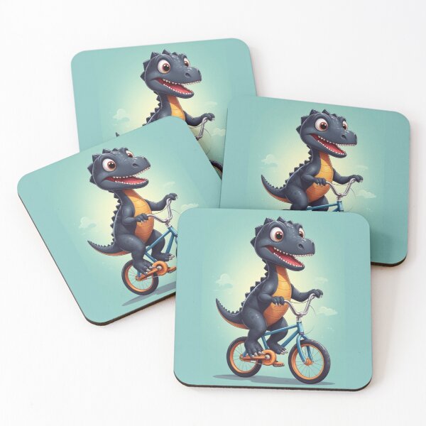 Item preview, black Dino on bike designed and sold by KIDS-PRINTS.