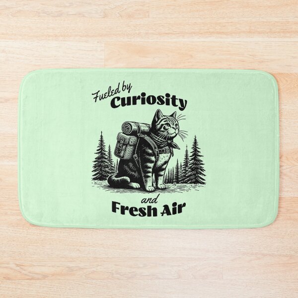 Item preview, Fueled by Curiosity & Fresh Air – Adventurous Hiking Cat Design designed and sold by Sachie's Studio.
