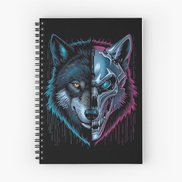 Item preview, Cyberpunk Wolf T-Shirt | Neon Half-Robot Alpha Design designed and sold by DmaarGroup.