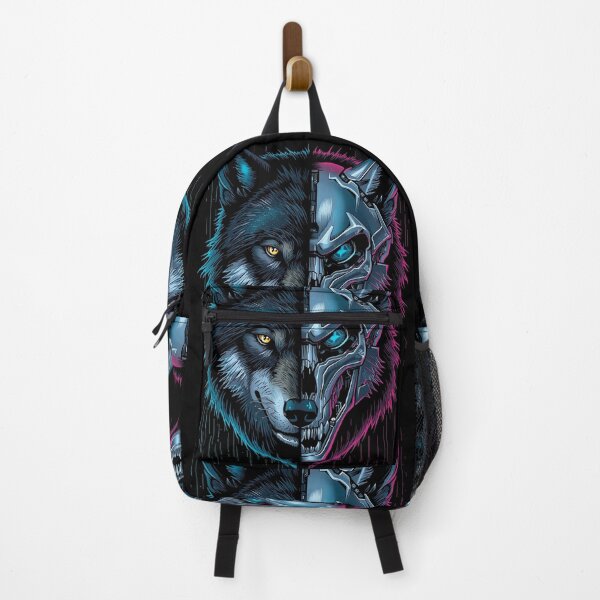 Item preview, Cyberpunk Wolf T-Shirt | Neon Half-Robot Alpha Design designed and sold by DmaarGroup.