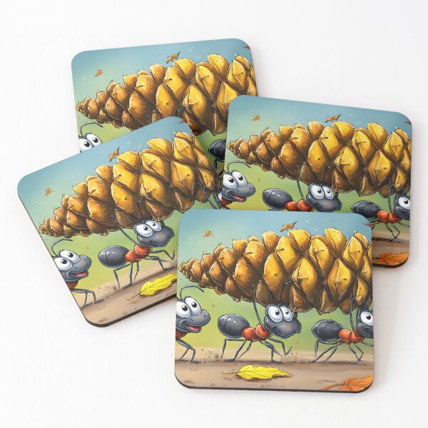 Item preview, Ants Carrying a Giant Pinecone in Fall Landscape designed and sold by Artessie.