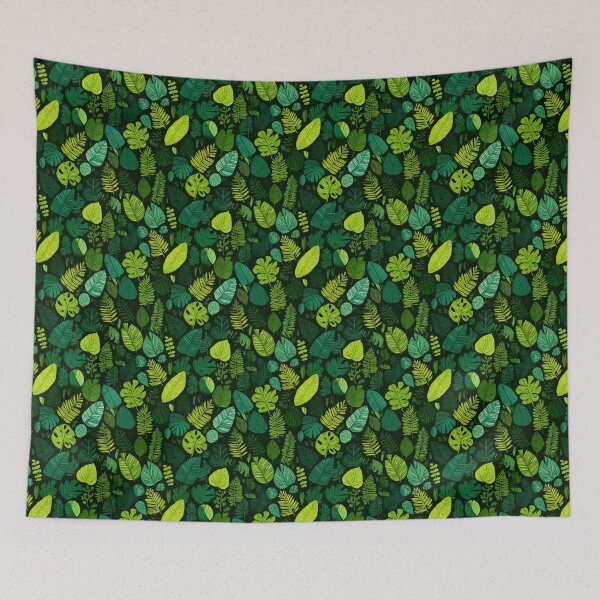 Item preview, Lush Green Tropical Leaves Botanical Jungle Pattern designed and sold by NicolasGlowArt.