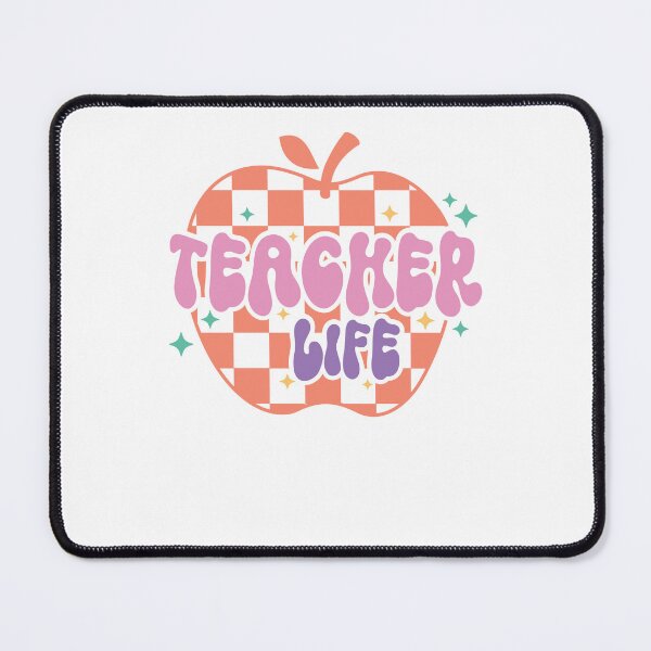 Item preview, Teacher Life Retro Pink Orange Checkerboard Apple designed and sold by krystalRomanart.