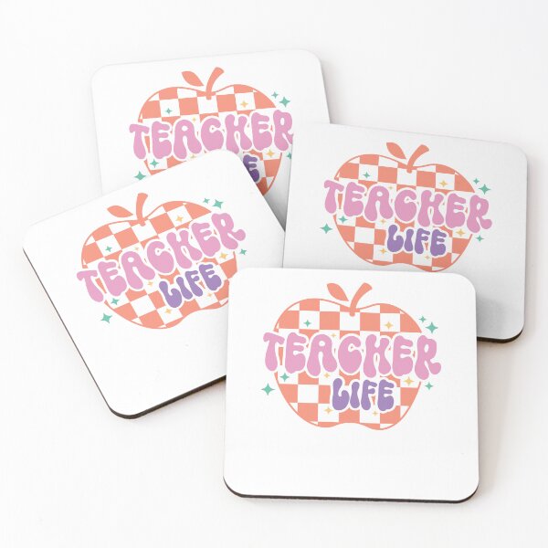 Item preview, Teacher Life Retro Pink Orange Checkerboard Apple designed and sold by krystalRomanart.