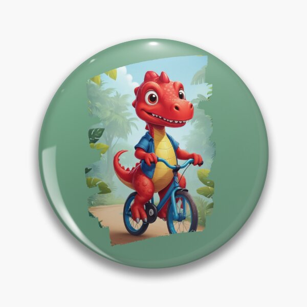 Item preview, red dinosaur riding a bicycle designed and sold by KIDS-PRINTS.