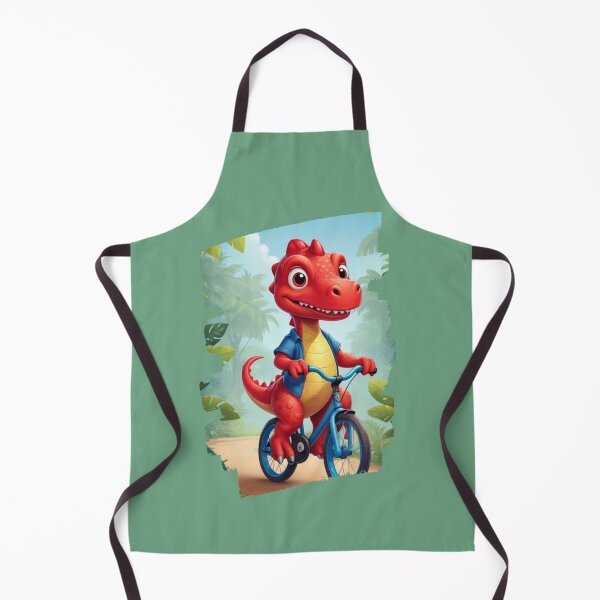 Item preview, red dinosaur riding a bicycle designed and sold by KIDS-PRINTS.