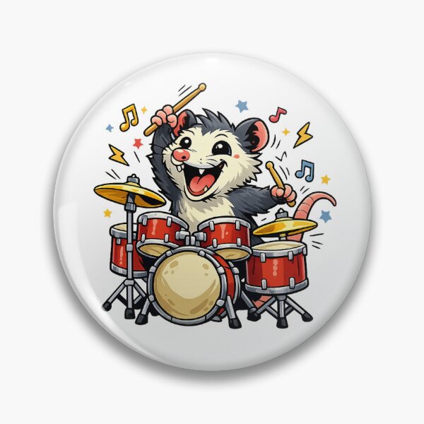 Item preview, Funny Opossum Playing Drums Shirt – Crazy Music Animal Drummer Design designed and sold by Clothes With Smiling Animals Walt Gral.