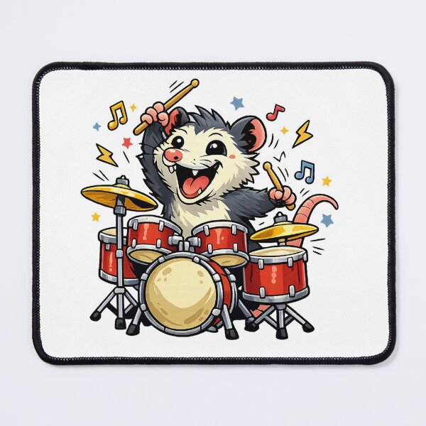 Item preview, Funny Opossum Playing Drums Shirt – Crazy Music Animal Drummer Design designed and sold by Clothes With Smiling Animals Walt Gral.