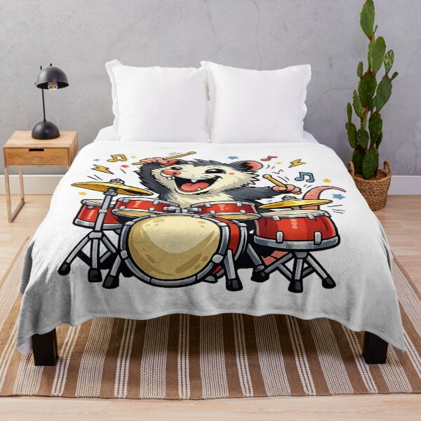 Item preview, Funny Opossum Playing Drums Shirt – Crazy Music Animal Drummer Design designed and sold by Clothes With Smiling Animals Walt Gral.