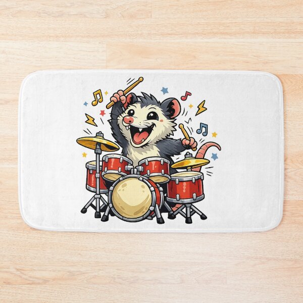 Item preview, Funny Opossum Playing Drums Shirt – Crazy Music Animal Drummer Design designed and sold by Clothes With Smiling Animals Walt Gral.