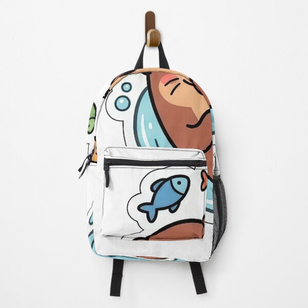 Item preview, Cute Otter Cartoon – Kawaii Sea Animal Design with Fish for Animal Lovers designed and sold by JA World - Art & Design.