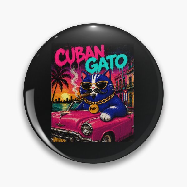 Item preview, Funny Cuban Gato Papi in Pink Convertible / Cat designed and sold by ZunZunArt.
