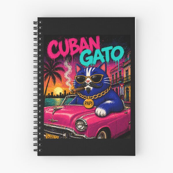 Item preview, Funny Cuban Gato Papi in Pink Convertible / Cat designed and sold by ZunZunArt.