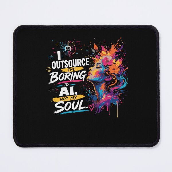 Item preview, I Outsource the Boring to AI, Not My Soul – Soft AI‑Awareness Design designed and sold by FreshPixelArt.