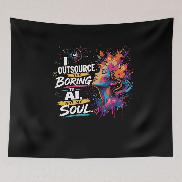 Item preview, I Outsource the Boring to AI, Not My Soul – Soft AI‑Awareness Design designed and sold by FreshPixelArt.
