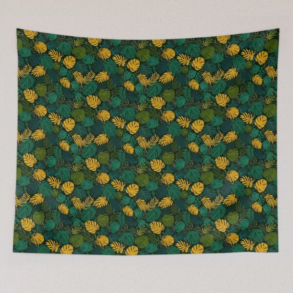 Item preview, Vibrant Tropical Leaves Botanical Jungle Pattern designed and sold by NicolasGlowArt.
