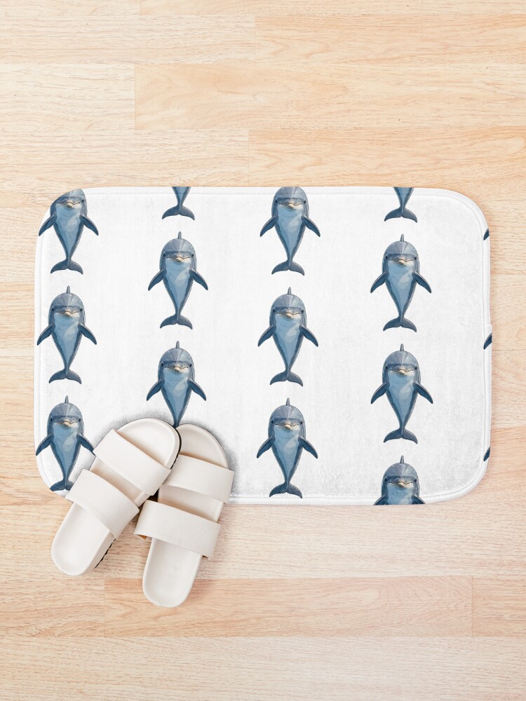Thumbnail 1 of 6, Bath Mat, Dolphin – Ocean Life Design designed and sold by PatternFusions.