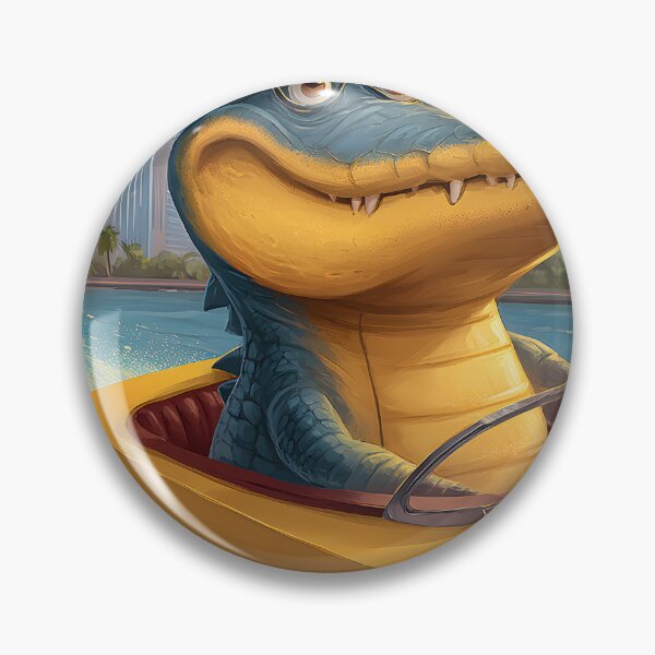Item preview, Cartoon Alligator Driving a Yellow Speedboat designed and sold by Artessie.