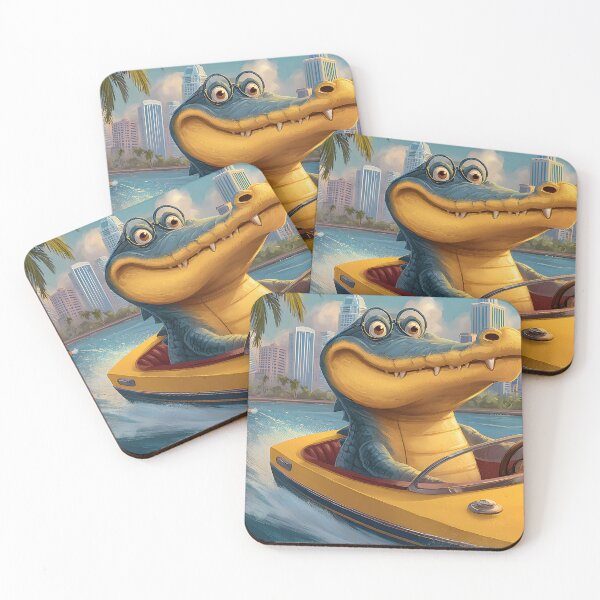 Item preview, Cartoon Alligator Driving a Yellow Speedboat designed and sold by Artessie.