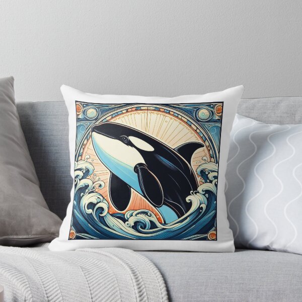 Item preview, Orca costera retro - Arte de ballena asesina y olas designed and sold by DsTeesApparel.