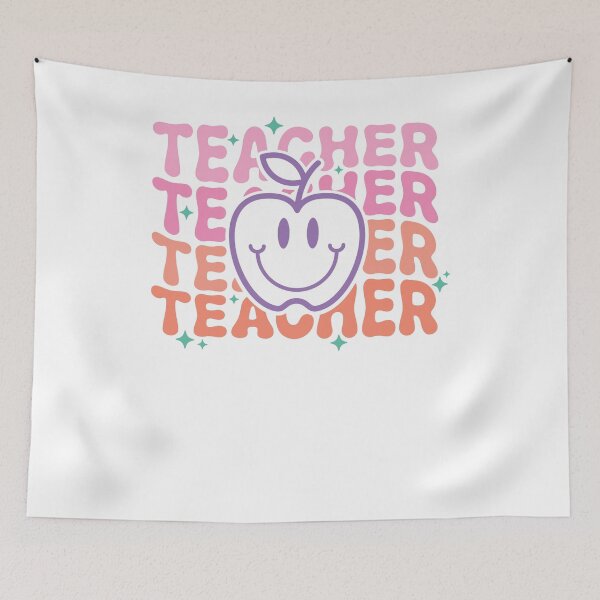 Item preview, Retro Groovy Teacher Smile Apple designed and sold by krystalRomanart.