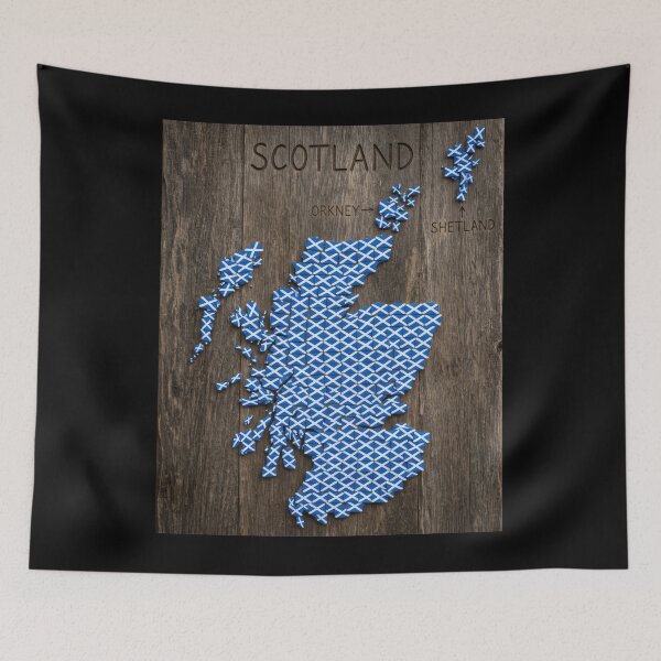 Item preview, Scottish Saltire Map Mosaic on Rustic Reclaimed Wood Grain designed and sold by Loom on the Loch.