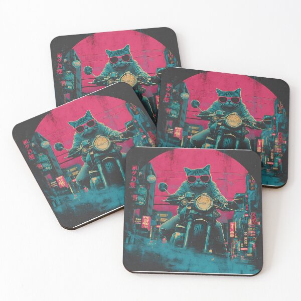 Item preview, Night Quirky Cat Adventures Two Wheels Humor Style designed and sold by ART ATTACK ZONE.