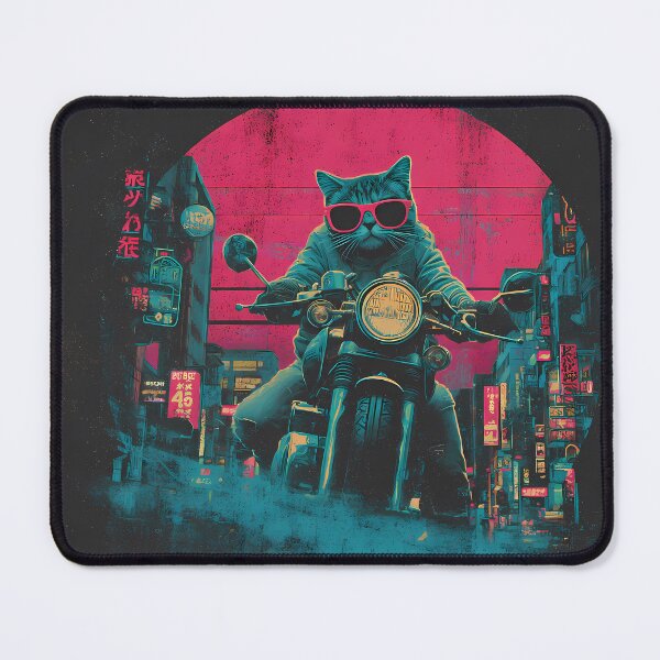 Item preview, Night Quirky Cat Adventures Two Wheels Humor Style designed and sold by ART ATTACK ZONE.