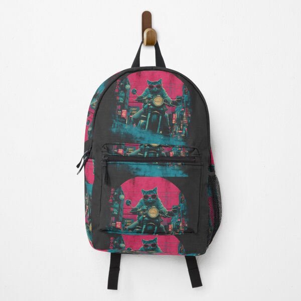 Item preview, Night Quirky Cat Adventures Two Wheels Humor Style designed and sold by ART ATTACK ZONE.