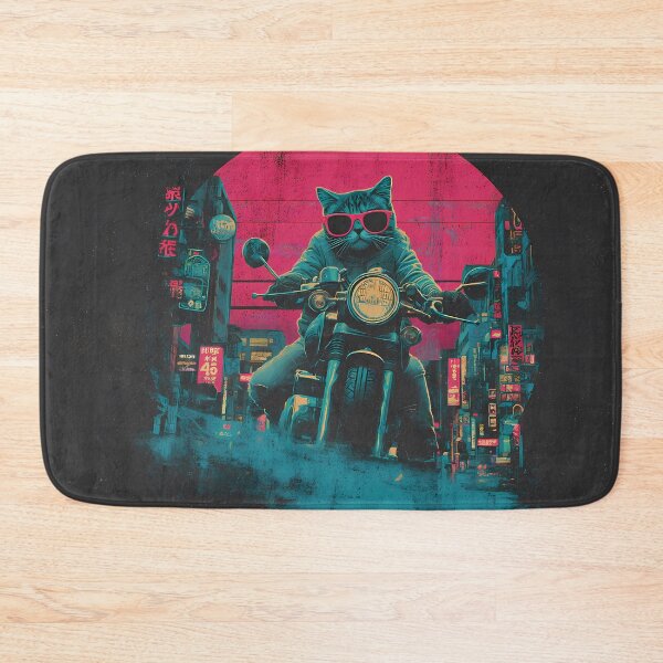 Item preview, Night Quirky Cat Adventures Two Wheels Humor Style designed and sold by ART ATTACK ZONE.