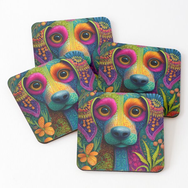 Item preview, Vibrant Abstract Dog Portrait Surrounded by Nature designed and sold by Artessie.