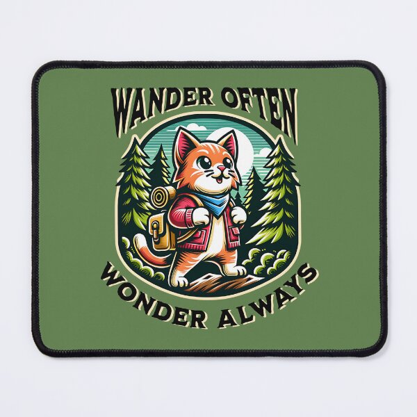 Item preview, Wander Often Wonder Always – Adventurous Hiking Cat Forest Design designed and sold by Sachie's Studio.