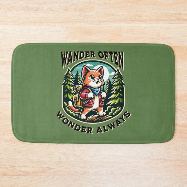 Item preview, Wander Often Wonder Always – Adventurous Hiking Cat Forest Design designed and sold by Sachie's Studio.