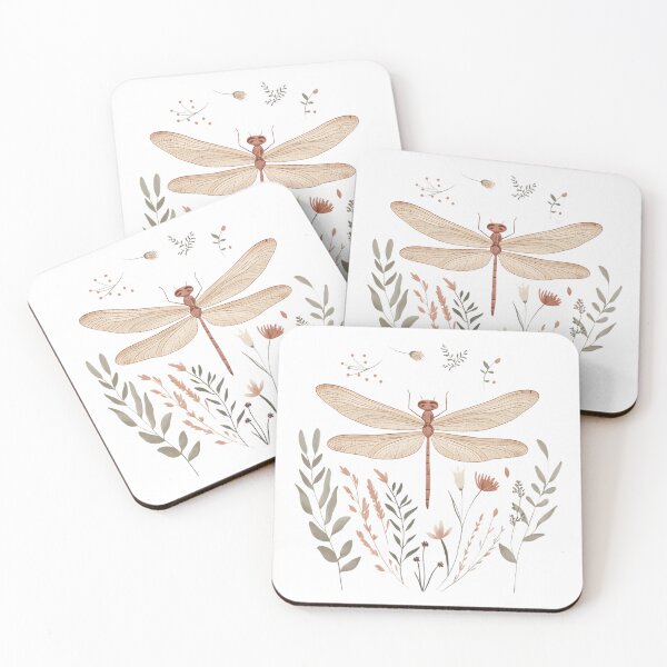 Item preview, Dragonfly Botanical Design, Nature Aesthetic Dragonfly, Soft Floral Insect Illustration, Minimalist Nature Art designed and sold by innerfaith.