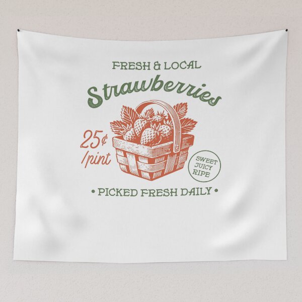 Item preview, Fresh Local Strawberries Vintage Fruit Basket designed and sold by krystalRomanart.