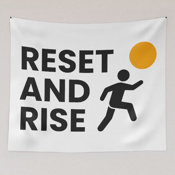 Item preview, Reset and Rise Minimalist Runner Sunrise Typography designed and sold by FunFitLife Studio.