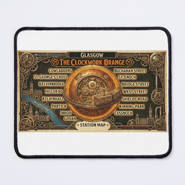 Item preview, Glasgow Subway The Clockwork Orange Steampunk Station Map designed and sold by Loom on the Loch.